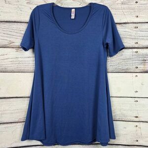 LuLaRoe XS Blue Short Sleeve Tunic Flared Hem USA